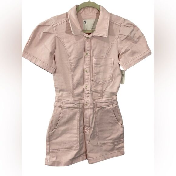 NWT Anthropologie The Kit Utility Romper by Pilcro‎ in Pink Rose Size 4 - Picture 3 of 8